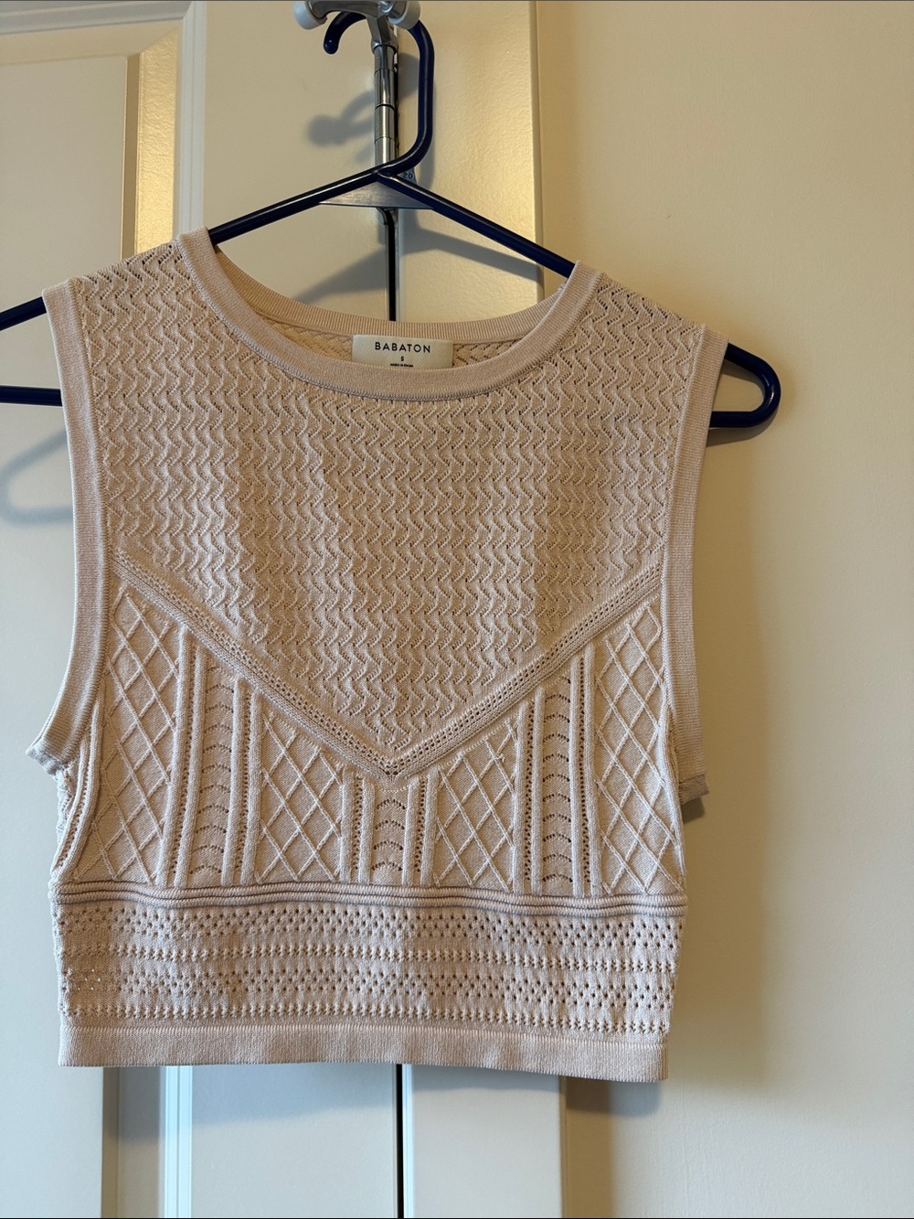 Babaton Light Cream Knit Cropped Tank